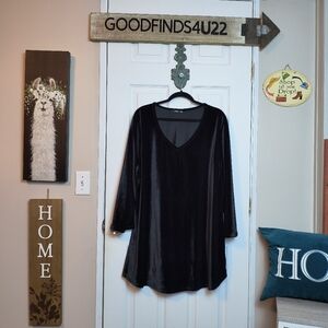 Lily Firmiana Sz 4X  Black Velvet Gothic Vneck tunic top Stretchy